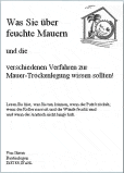 eBook Die verschiedenen Mauertrockenlegungsverfahren im Vergleich von Baubiologe Dieter Stahl feuchte Wände, feuchter Keller - Ursachenanalyse - Sanierungsberatung - feuchten Keller trocken legen - Keller von Innen abdichten - Schimmelpilz - Kellertrockenlegung Kosten - nasse Kellerwände sanieren Kosten - Lösung für feuchte Wände was tun - Sanierung Kellerwände Innen - Schimmelpilz im Schlafzimmer